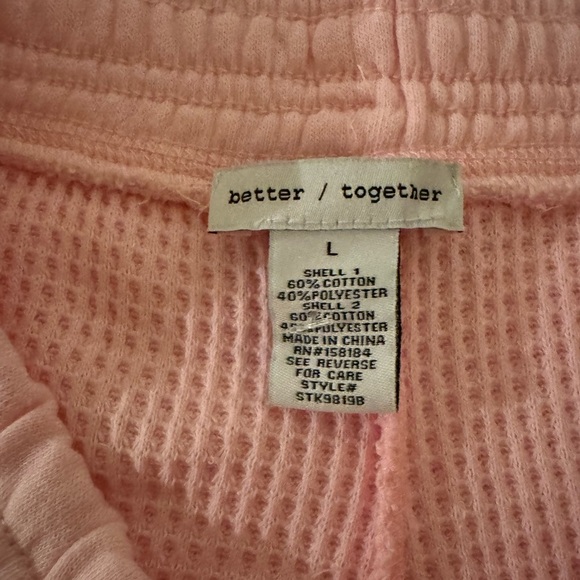Better Together Pink Waffle Knit Lounge Shorts NWT Size Large - Picture 2 of 7